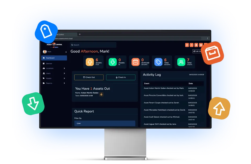 AssetControl Cloud dashboard used with the Automatic Asset Alerts and Reminders feature
